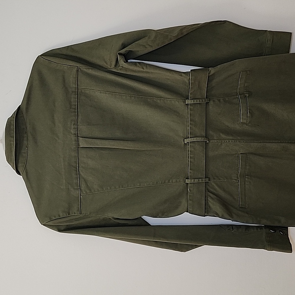 JasonWu Army Green Utility Cargo Wide Leg High Rise Belted Cotton Jumpsuits Sz S - Picture 12 of 16